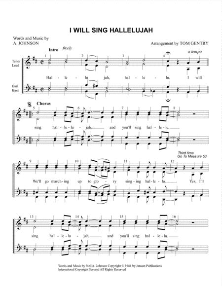 I Will Sing Hallelujah Sheet Music