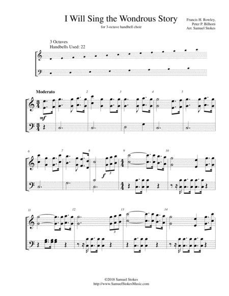 I Will Sing The Wondrous Story For 3 Octave Handbell Choir Sheet Music