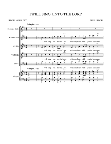 I Will Sing Unto The Lord Endless Praise Sheet Music