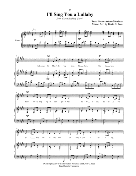 I Will Sing You A Lullaby Czech Rocking Carol Original Text And New Arrangement For Vocal Solo With Piano Accompaniment Sheet Music