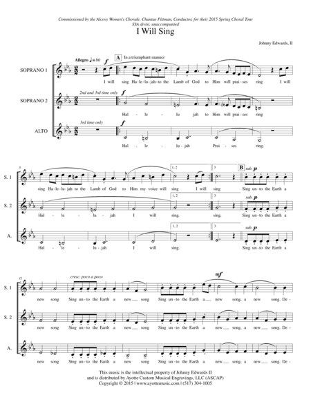 I Will Sing Sheet Music