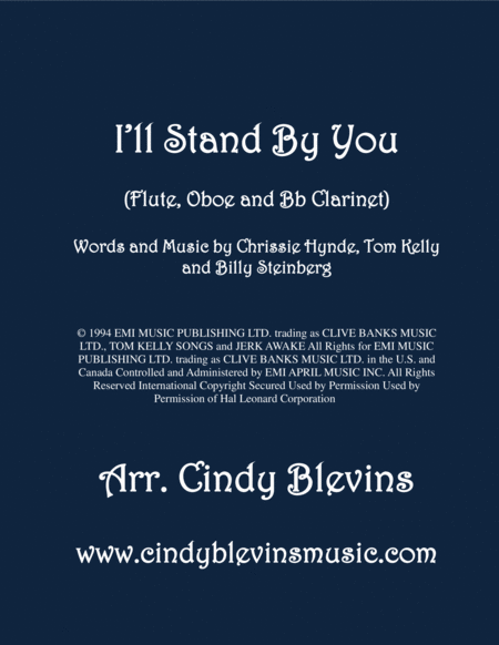 Free Sheet Music I Will Stand By You Arranged For Flute Oboe And Bb Clarinet