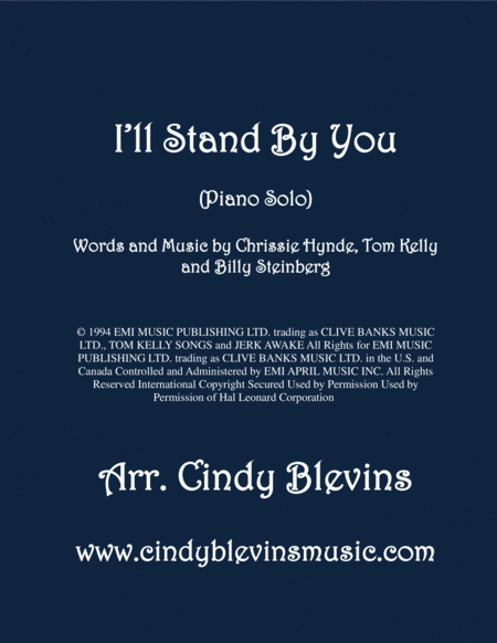 Free Sheet Music I Will Stand By You Arranged For Piano Solo