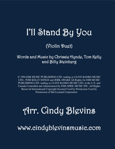 I Will Stand By You Arranged For Violin Duet Sheet Music