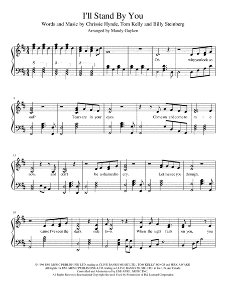 Free Sheet Music I Will Stand By You