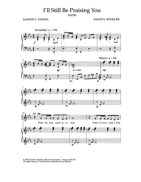 I Will Still Be Praising You Sheet Music