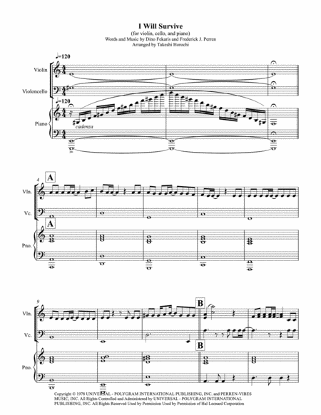 I Will Survive Piano Trio Sheet Music