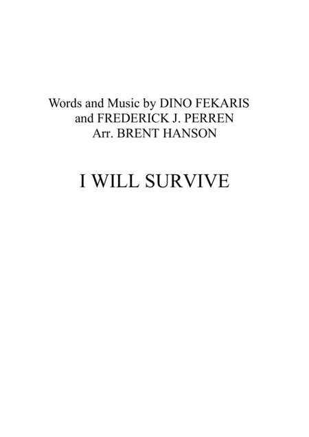 I Will Survive Wind Quartet Score And Parts Sheet Music