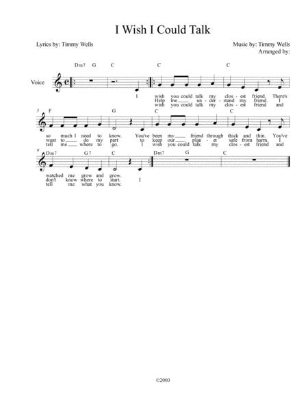 Free Sheet Music I Wish I Could Talk