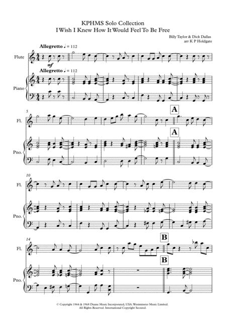 Free Sheet Music I Wish I Knew How It Would Feel To Be Free Solo For Flute Piano In C Major