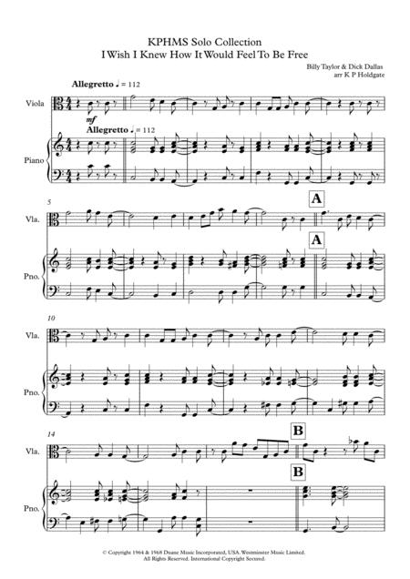 I Wish I Knew How It Would Feel To Be Free Solo For Viola Piano In C Sheet Music