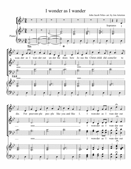 I Wonder As I Wander Satb Piano Sheet Music