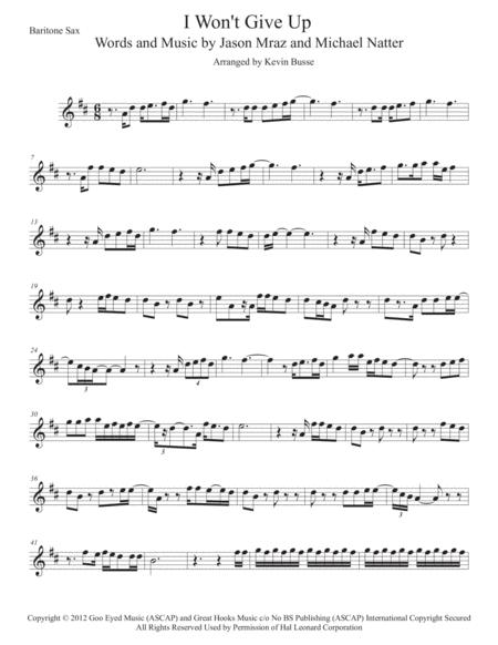 Free Sheet Music I Wont Give Up Bari Sax