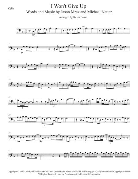 Free Sheet Music I Wont Give Up Cello