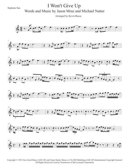 I Wont Give Up Easy Key Of C Soprano Sax Sheet Music