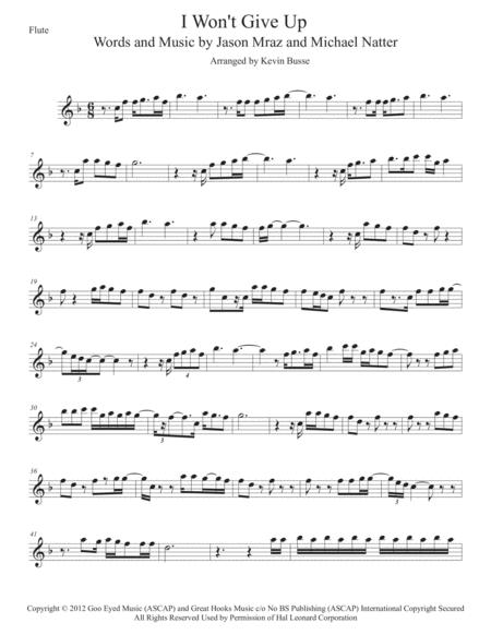 I Wont Give Up Flute Sheet Music