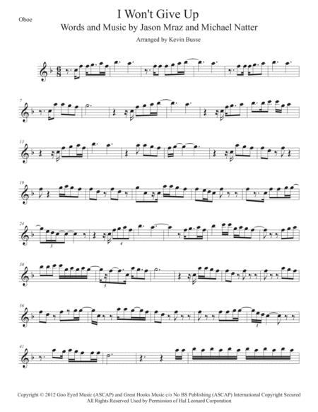 Free Sheet Music I Wont Give Up Oboe