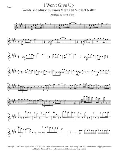 Free Sheet Music I Wont Give Up Original Key Oboe