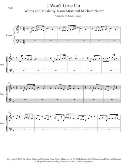 Free Sheet Music I Wont Give Up Piano