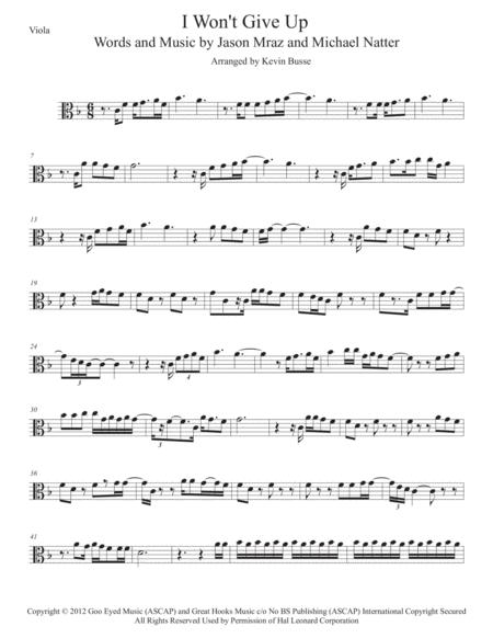 Free Sheet Music I Wont Give Up Viola