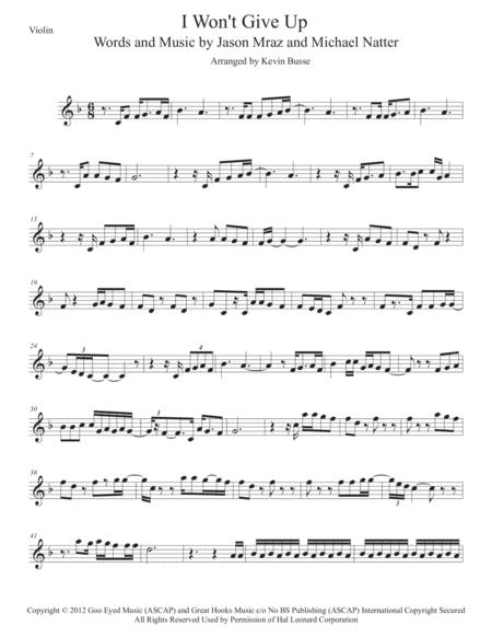 I Wont Give Up Violin Sheet Music