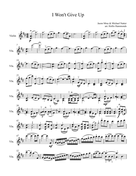 I Wont Give Up Sheet Music