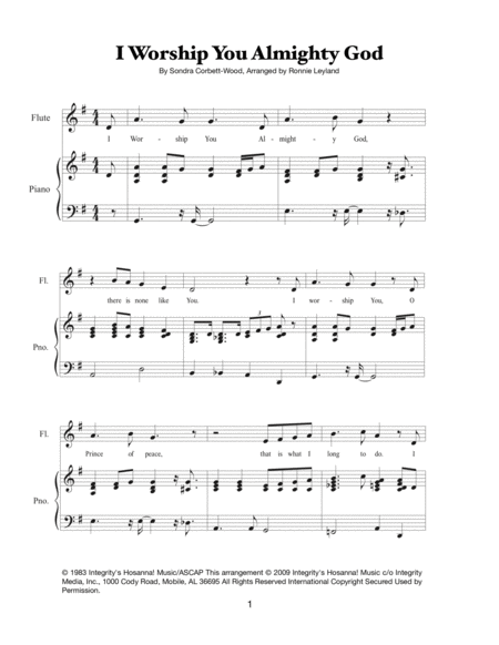 I Worship You Almighty God Sheet Music