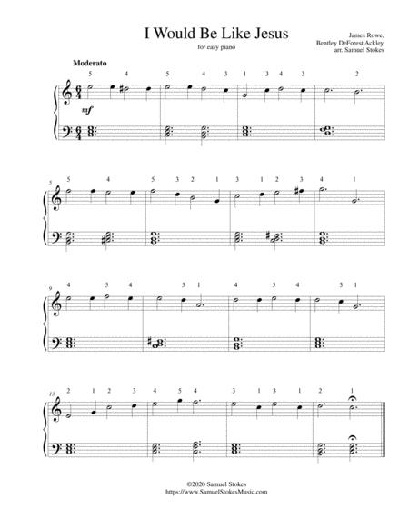 I Would Be Like Jesus For Easy Piano Sheet Music