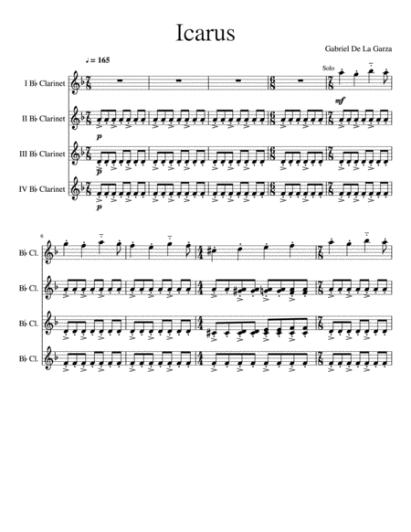 Icarus For Bb Clarinet Ensemble Sheet Music