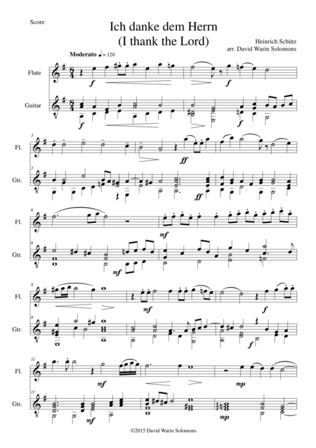 Free Sheet Music Ich Danke Dem Herrn For Flute And Guitar