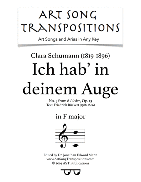 Ich Hab In Deinem Auge Op 13 No 5 F Major Sheet Music