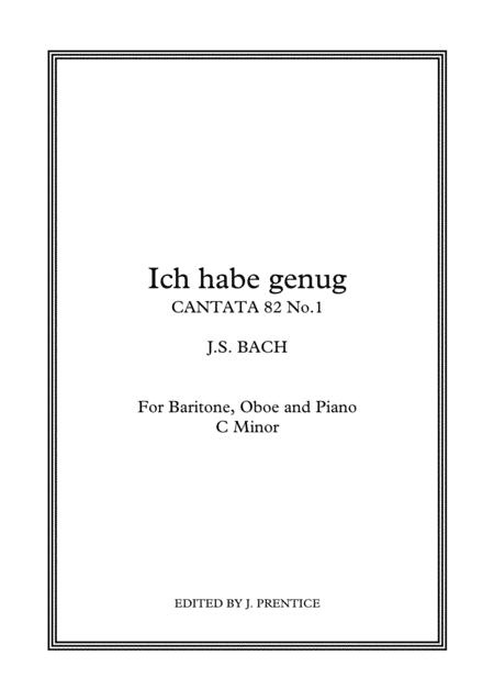 Ich Habe Genug Cantata 82 No 1 C Minor Sheet Music