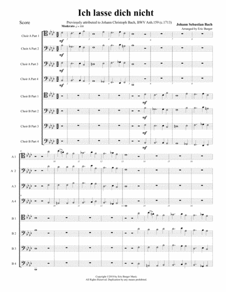 Ich Lasse Dich Nicht For Trombone Or Low Brass Octet Sheet Music