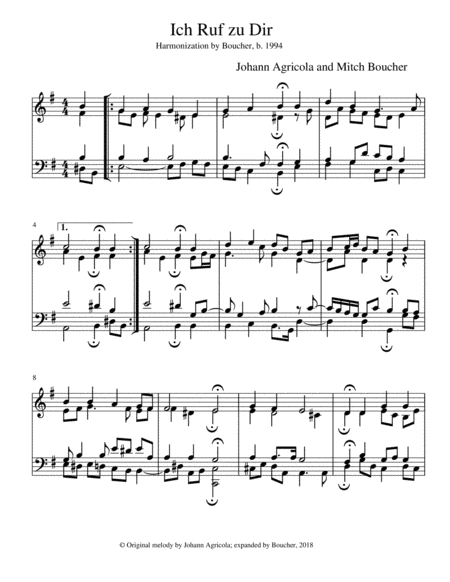 Ich Ruf Zu Dir Sheet Music