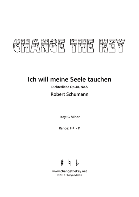 Free Sheet Music Ich Will Meine Seele Tauchen G Minor