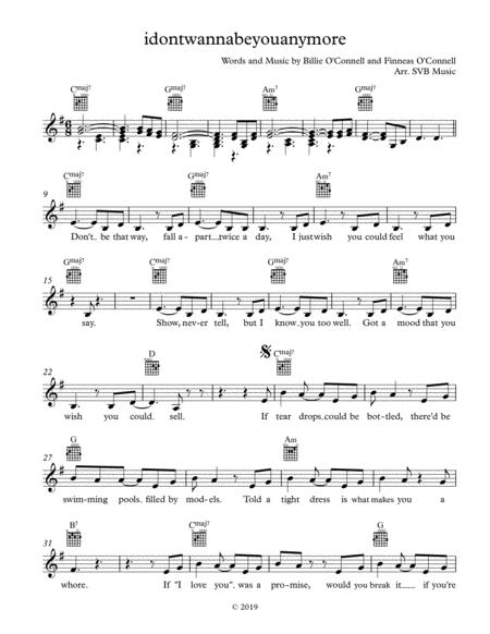 Idontwannabeyouanymore Lead Sheet Sheet Music