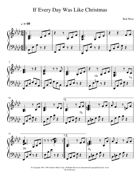 Free Sheet Music If Every Day Was Like Christmas