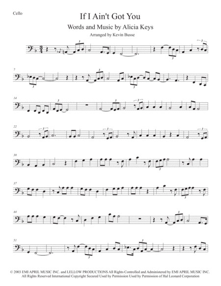 If I Aint Got You Cello Sheet Music