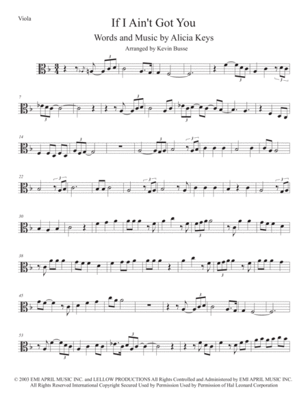 Free Sheet Music If I Aint Got You Viola