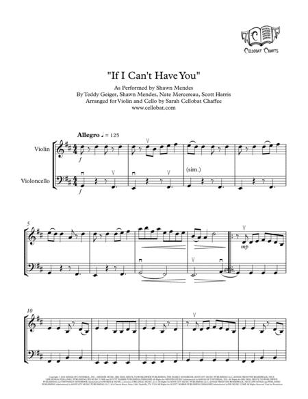 If I Cant Have You Violin Cello Duet Shawn Mendes Arr Cellobat Sheet Music