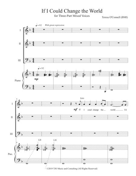 Free Sheet Music If I Could Change The World Make As Many Copies As You Need For Your Choir