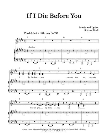 If I Die Before You Sheet Music