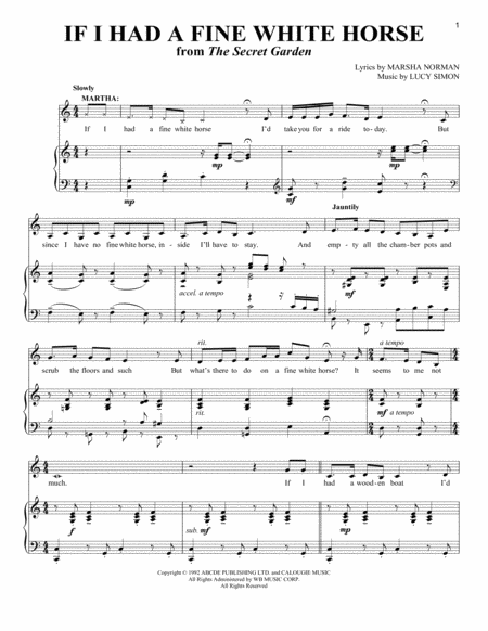 If I Had A Fine White Horse Sheet Music