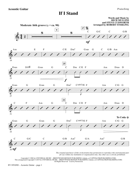 If I Stand Arr Robert Sterling Acoustic Guitar Sheet Music