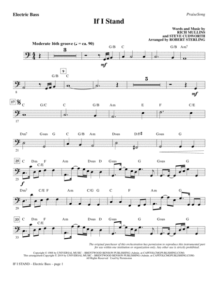 If I Stand Arr Robert Sterling Bass Sheet Music