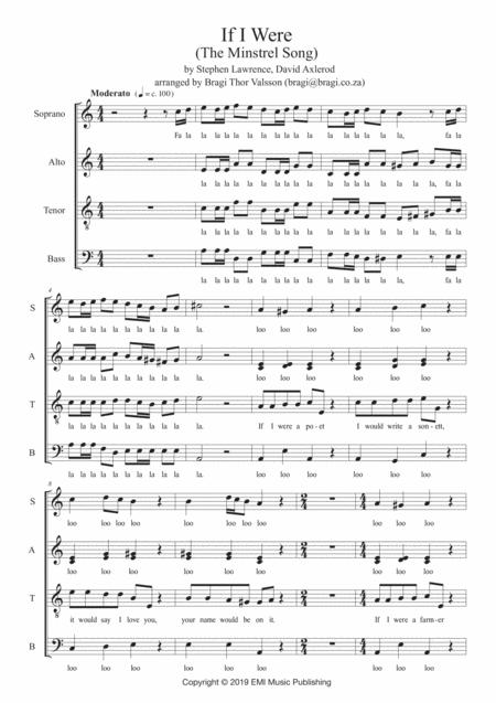 If I Were Kermits Minstrel Song Satb Sheet Music