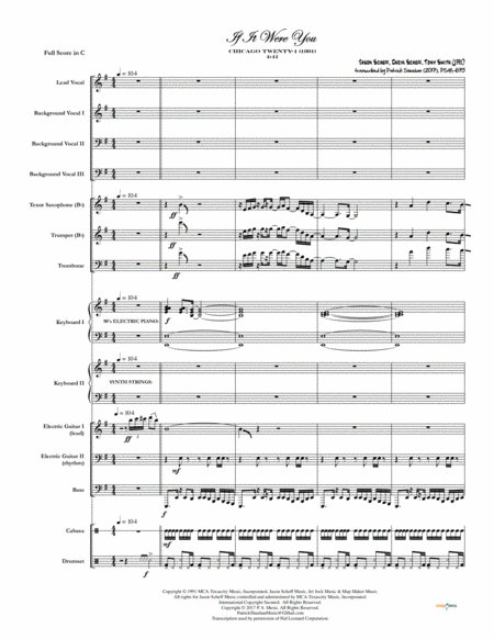 If It Were You Chicago Full Score Set Of Parts Sheet Music