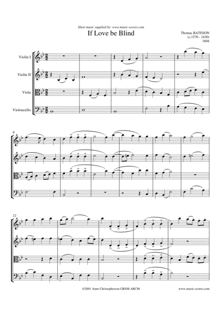 If Love Be Blind String Quartet 2 Violins Viola And Cello Sheet Music