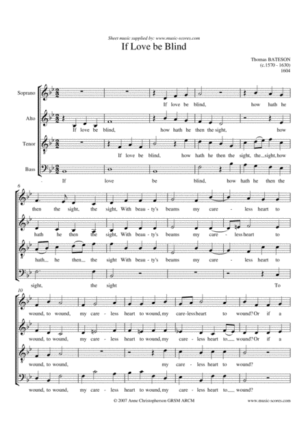 If Love Be Blind Voice Quartet Soprano Alto Tenor And Bass Sheet Music