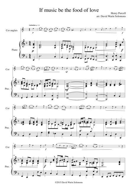 Free Sheet Music If Music Be The Food Of Love For Cor Anglais And Piano